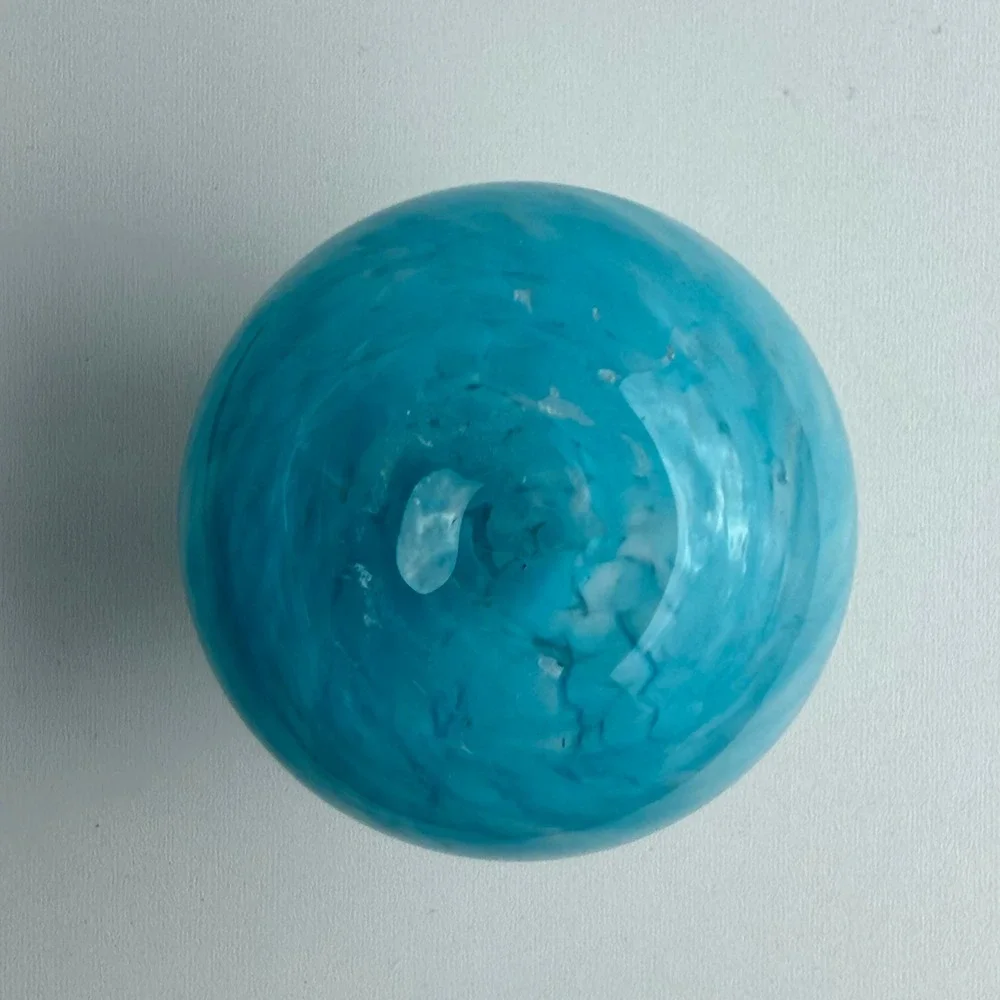 Vintage Hand Blown Glass Swirl Pear Bulb‎ Vase Blue Coastal Beach Art Deco 4
